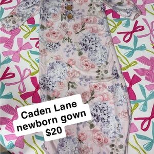 Caden Lane Pink and Purple Floral Newborn Gown